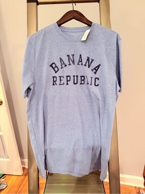 Banana Republic Light Blue Crewneck Logo Tee New With Tags